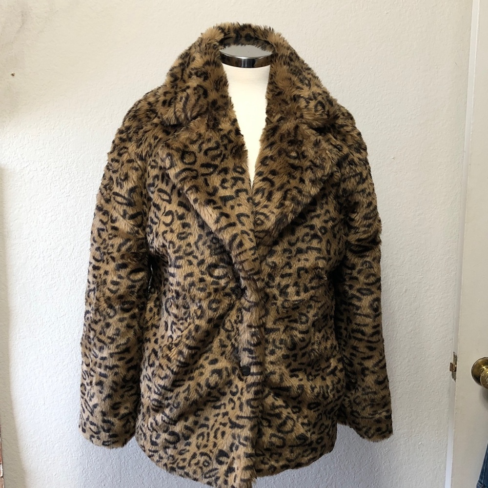 Walter Baker New York XS Faux Fur Leopard Print Coat